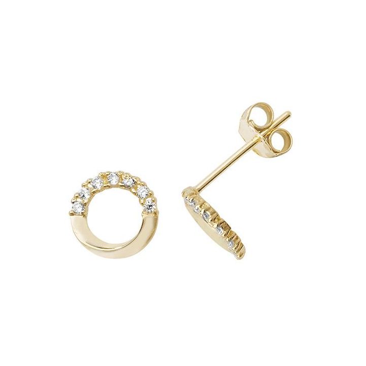 9ct Yellow Gold Open Circle Stud Earrings