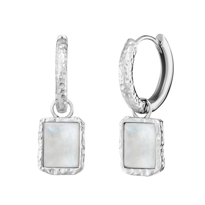 Angel Whisperer Sterling Silver Moonstone Hoop Earrings