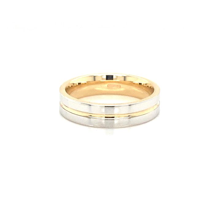 9ct Yellow & White Gold Line Centre Wedding Ring