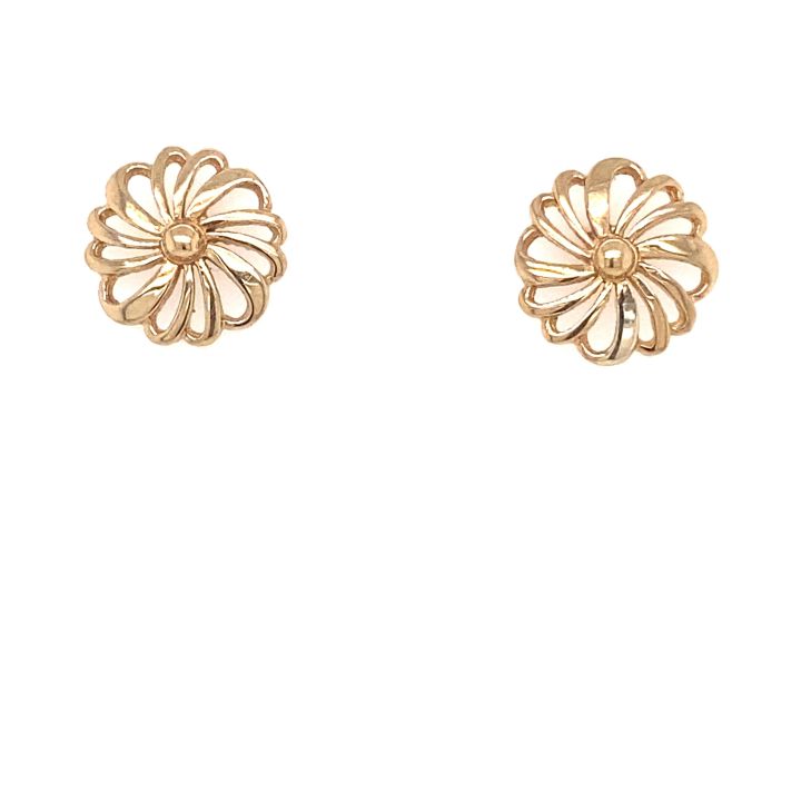 Pre Owned 9ct Yellow Gold Open Flower Stud Earrings