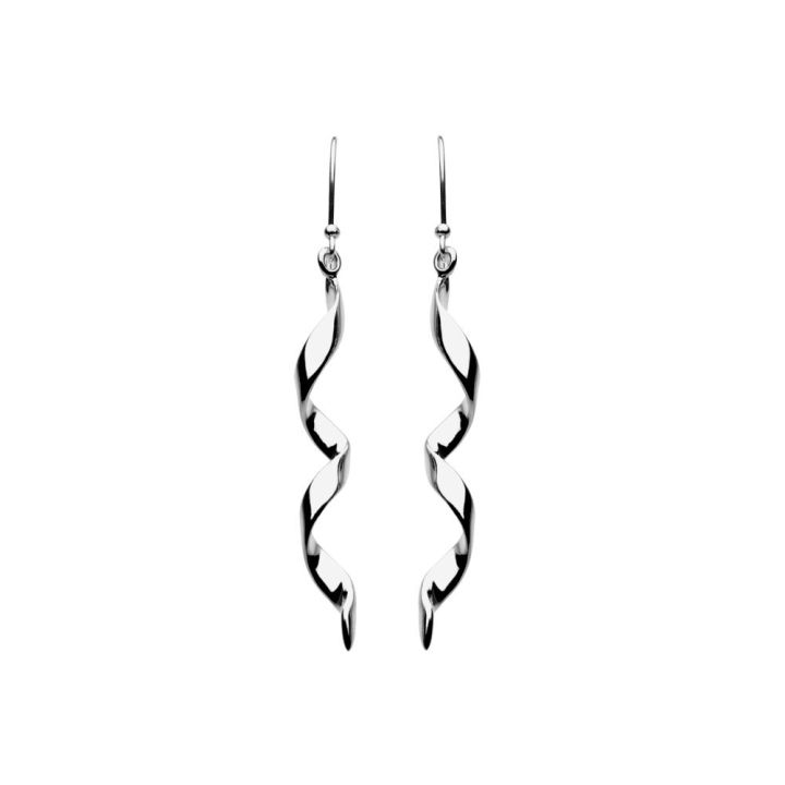 Dew Silver Twist Drop Earrings