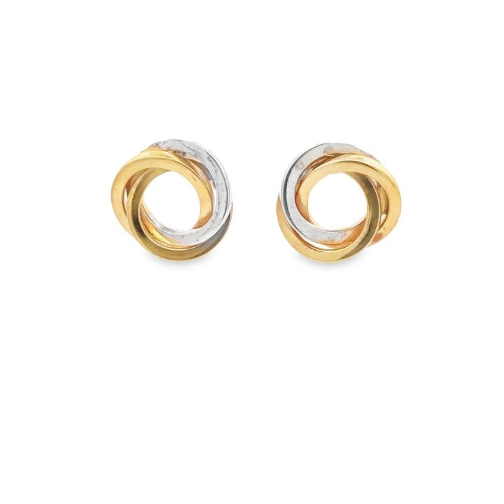 9ct Three Colour Gold Open Circle Stud Earrings