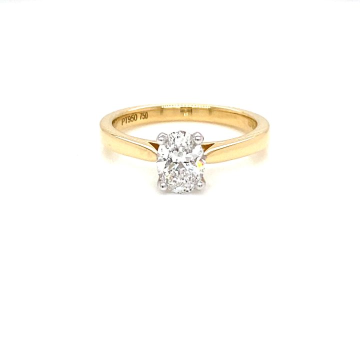 18ct Yellow Gold Oval Diamond Solitaire Ring