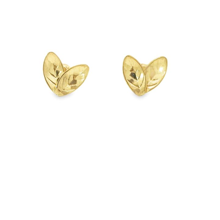 9ct Yellow Gold Double Leaf Stud Earrings