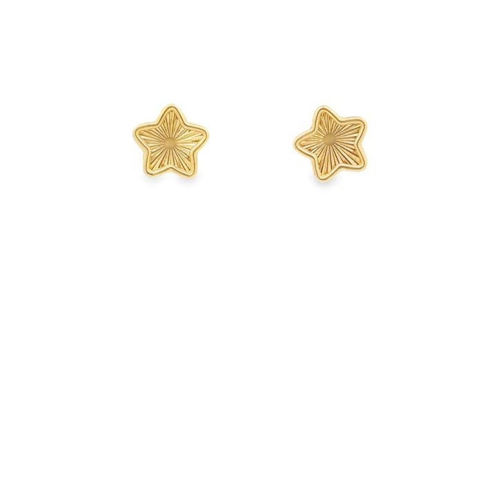9ct Yellow Gold Round Star Stud Earrings