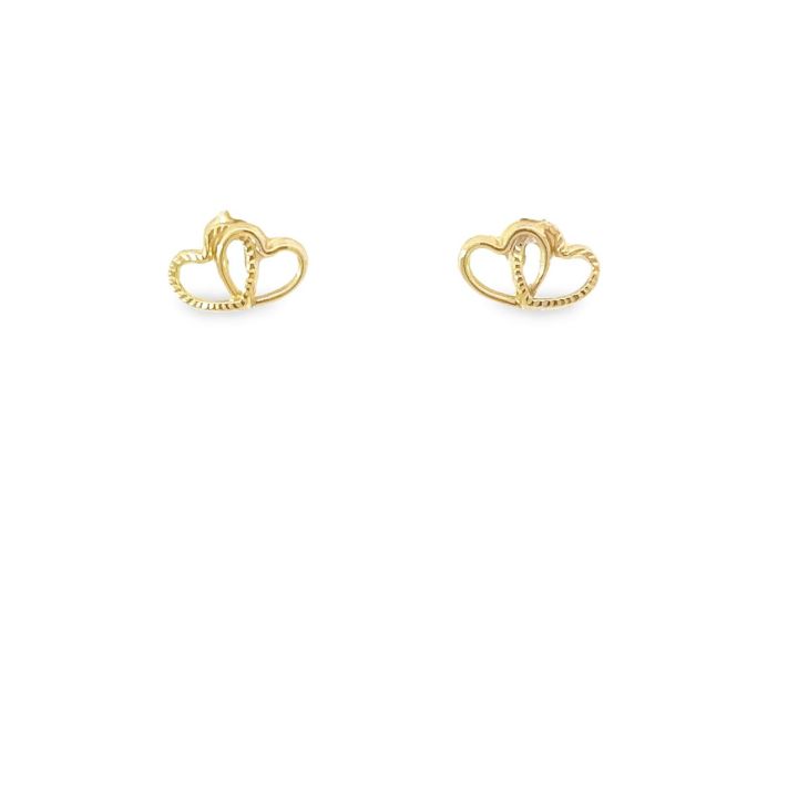 9ct Yellow Gold Interlocking Hearts Stud Earrings
