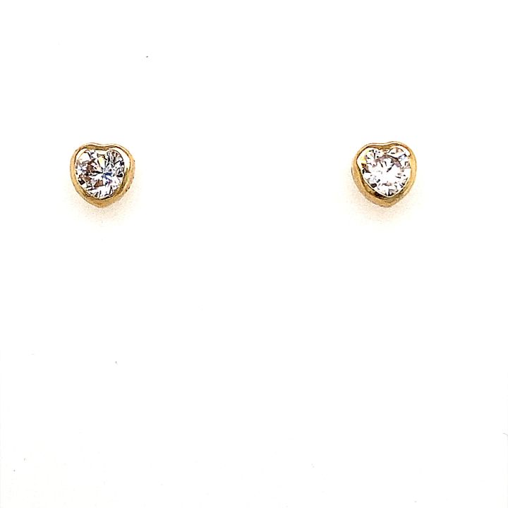 9ct Yellow Gold Cubic Zirconia Heart Earrings