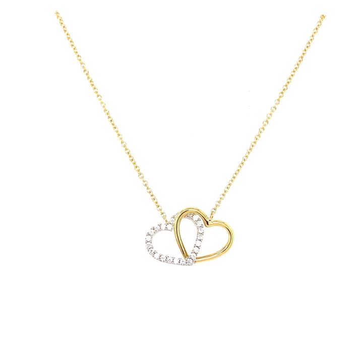 9ct Yellow Gold Double Open Hearts Necklace