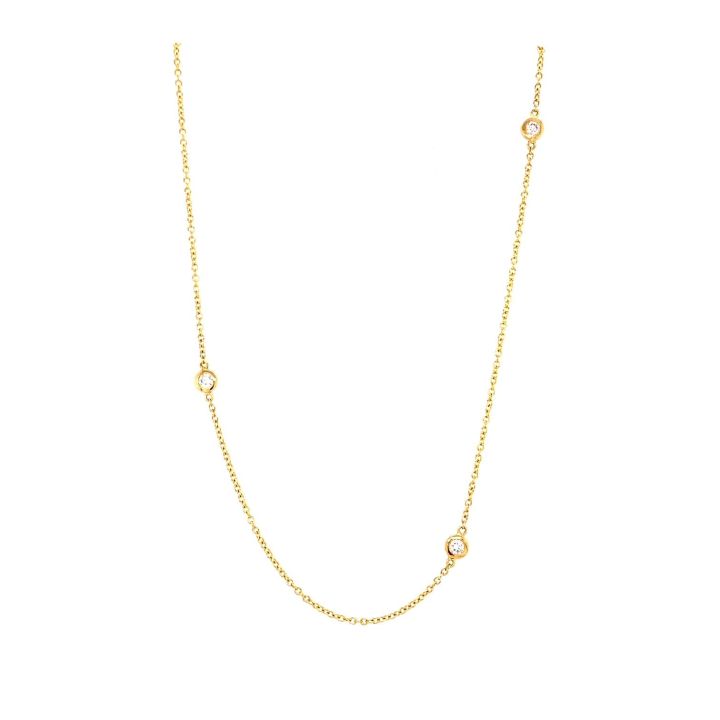 18ct Yellow Gold Diamond Station Necklace