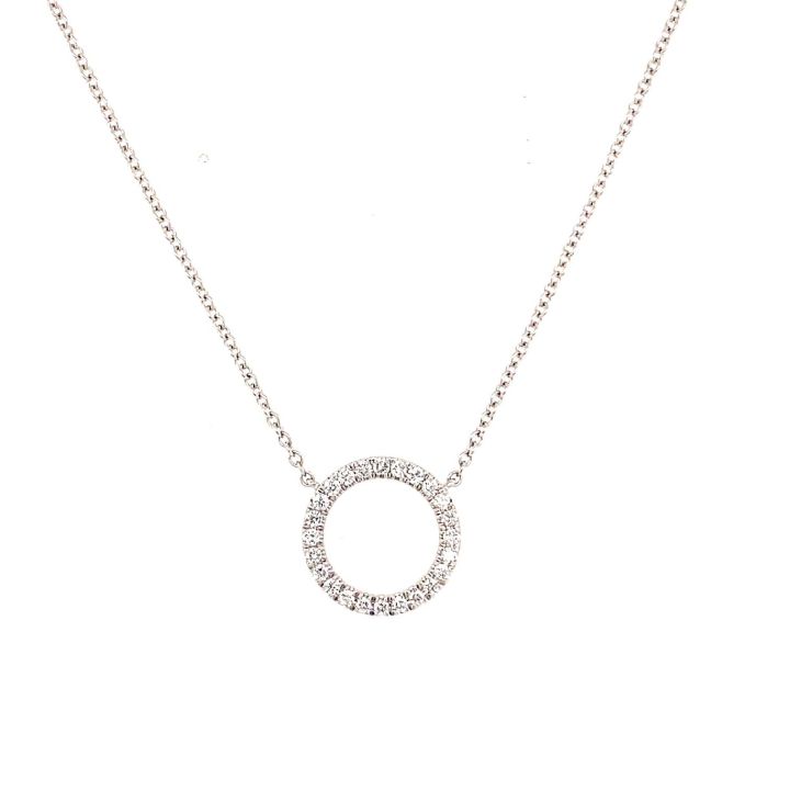 18ct White Gold Open Circle Diamond Pendant