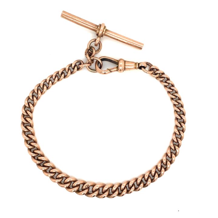 Pre Owned 9ct Rose Gold Curb Bracelet