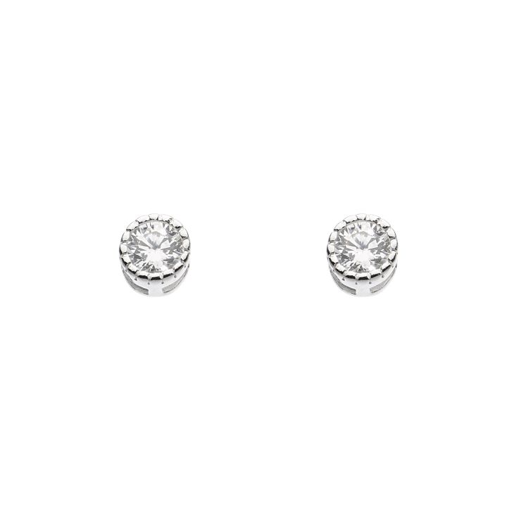 Dew Silver Cubic Zirconia Vintage Stud Earrings