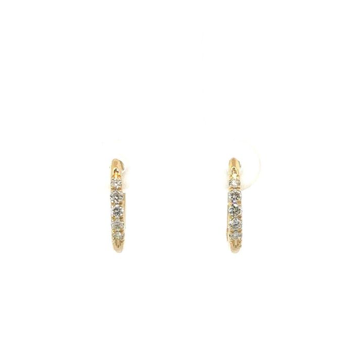 9ct Yellow Gold Diamond Huggie Hoop Earrings