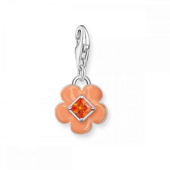 Thomas Sabo Orange Enamel Flower Charm