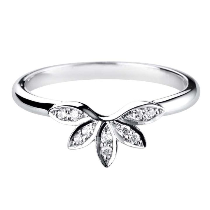 9ct White Gold Petal Diamond Set Shaped Ring