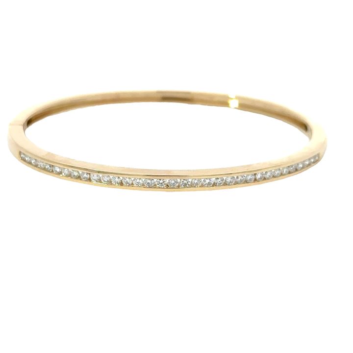 9ct Yellow Gold 1.02ct Round Brilliant Cut Diamond Bangle