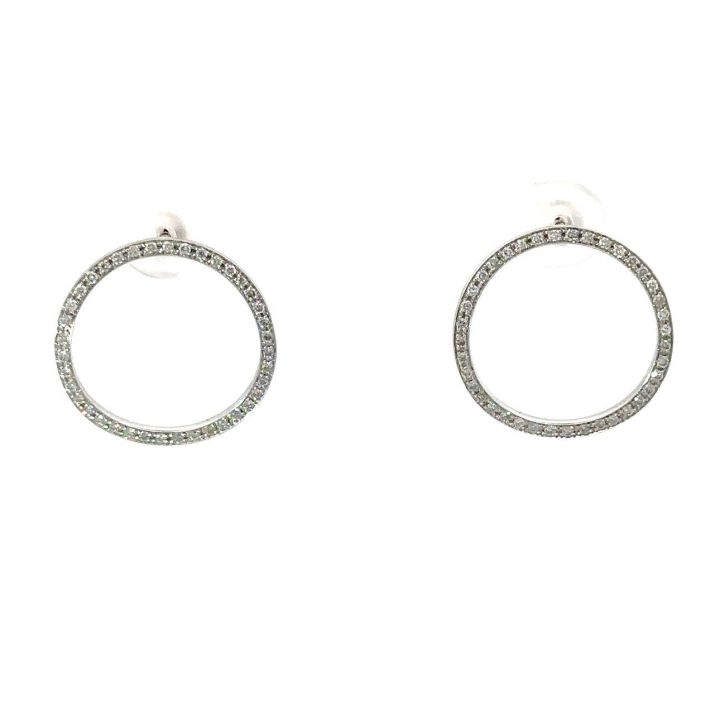 9ct White Gold Open Circle Diamond Set Earrings
