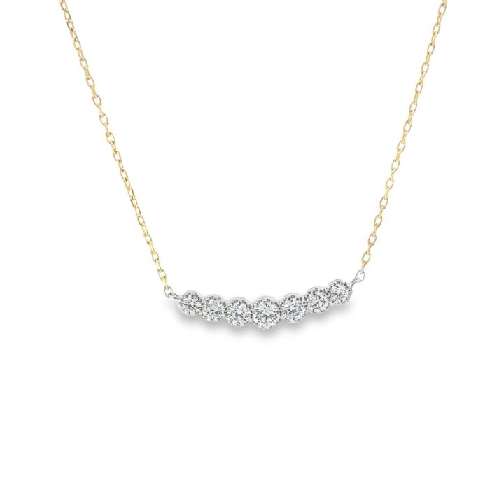 9ct Yellow Gold Seven Stone Diamond Necklace