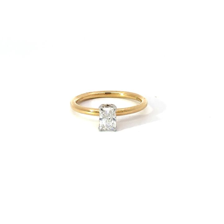 18ct Yellow Gold Radiant Cut Diamond Hidden Halo Ring