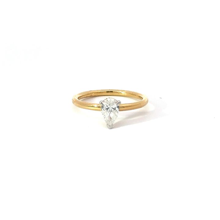 18ct Yellow Gold Pear Shaped Diamond Hidden Halo Ring