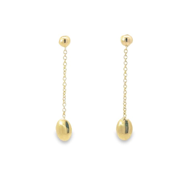 9ct Yellow Gold Nugget Chain Drop Earrings
