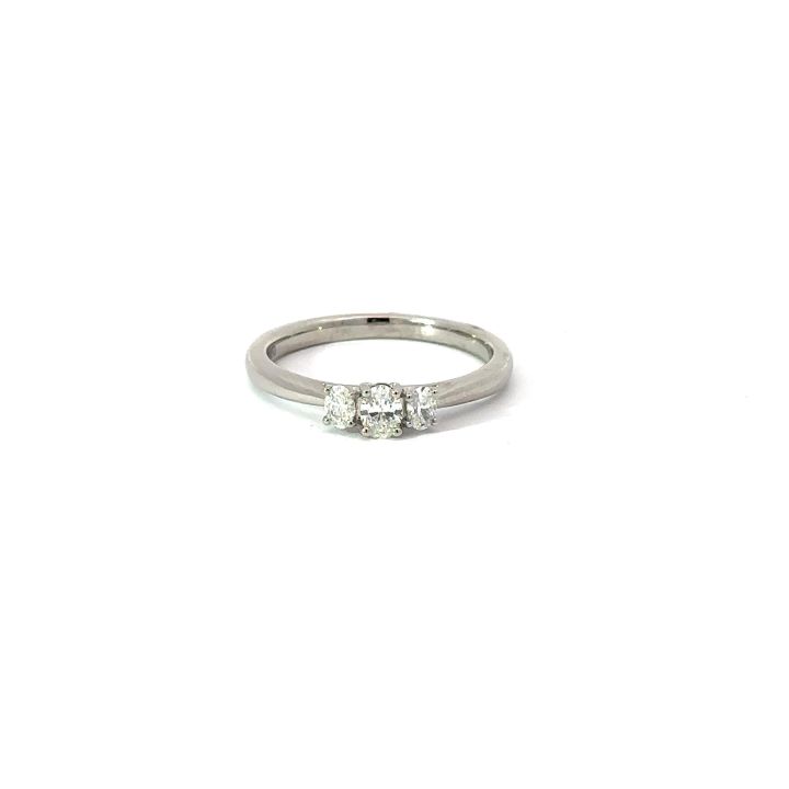 Platinum 0.30ct Three Stone Oval Diamond Ring