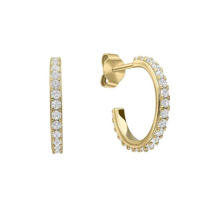 Diamonfire Gold Plated 3/4 Cubic Zirconia Hoop Earrings