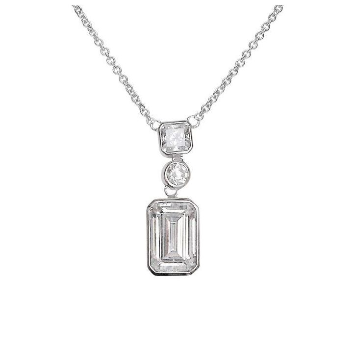 Diamonfire Three Stone Cubic Zirconia Drop Pendant