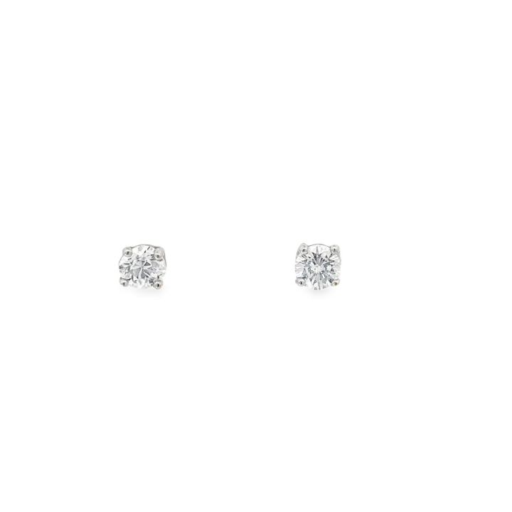 18ct White Gold 0.66ct Round Brilliant Cut Diamond Stud Earrings