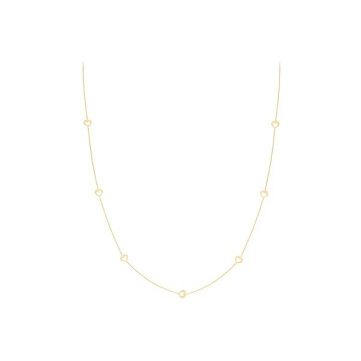 9ct Yellow Gold Heart Station Necklace