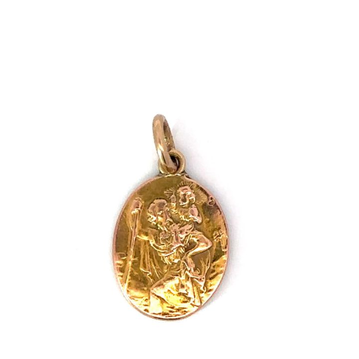 Pre Owned 9ct Yellow Gold Oval St Christopher