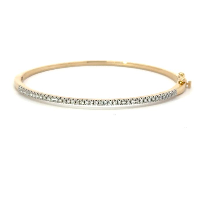 9ct Yellow Gold Claw Set Diamond Bangle