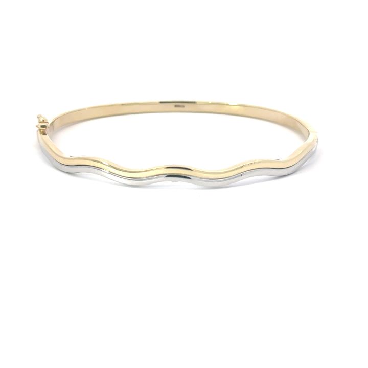 9ct Yellow & White Gold Wavy Bangle