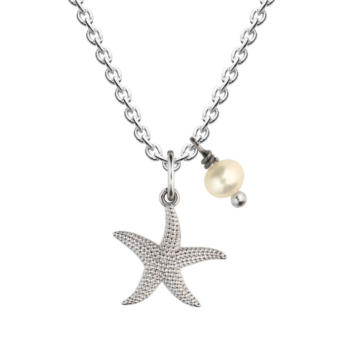 Dew Silver Starfish & Pearl Pendant