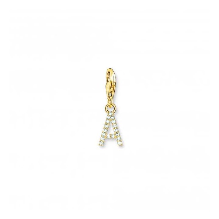 Thomas Sabo Gold Plated Zirconia Letter A Charm
