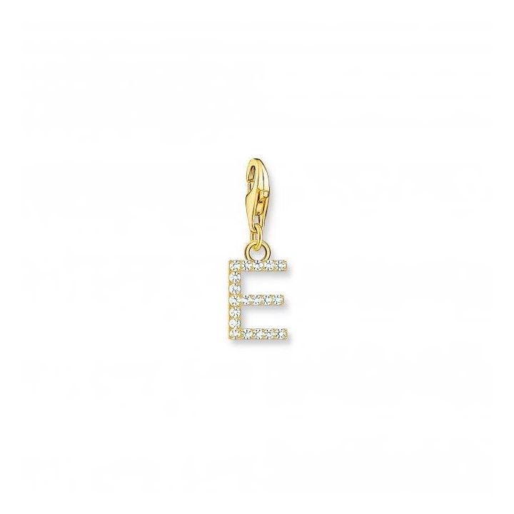 Thomas Sabo Gold Plated Zirconia Letter E Charm