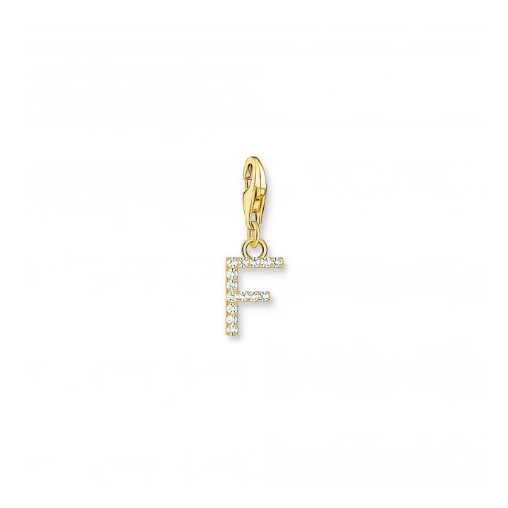 Thomas Sabo Gold Plated Zirconia Letter F Charm