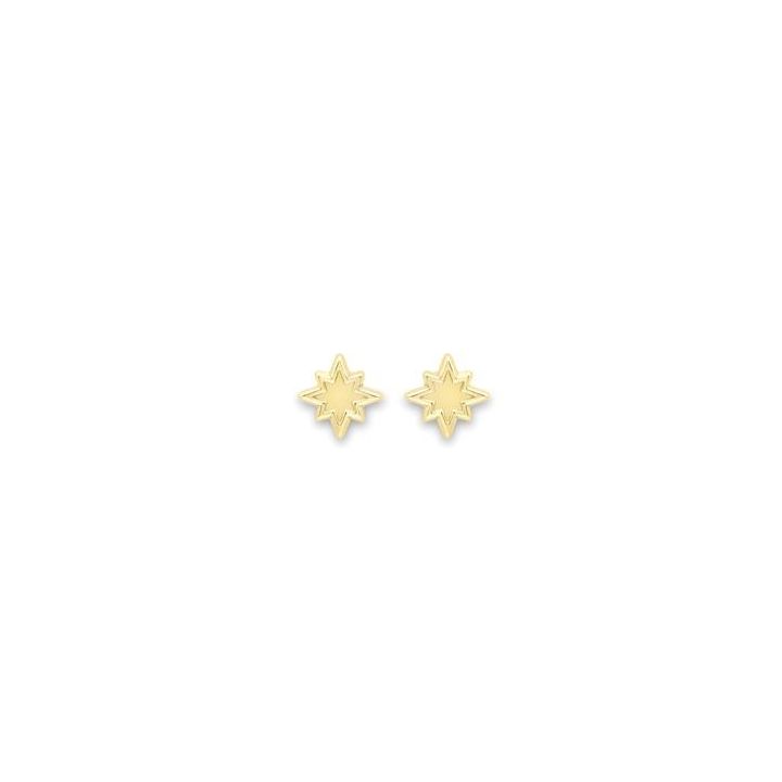 9ct Yellow Gold Eight Point Star Stud Earrings