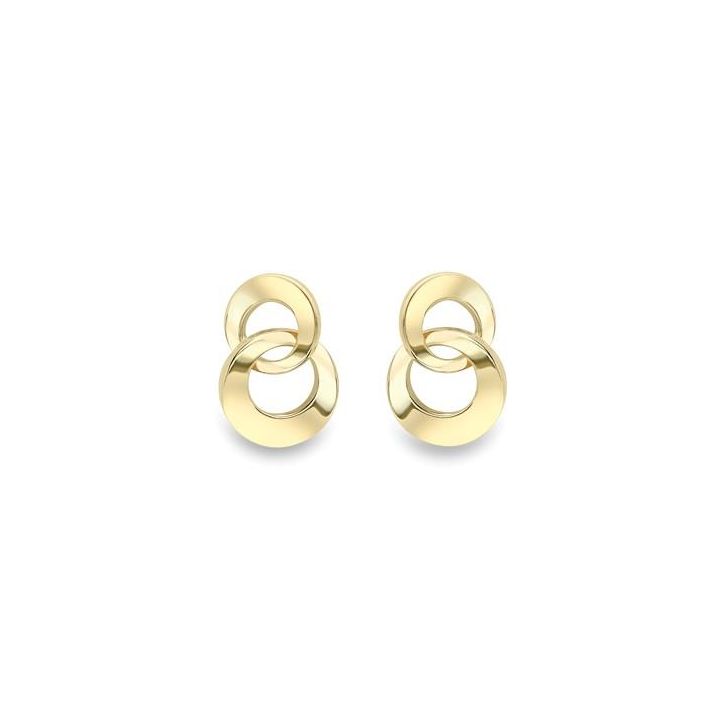 9ct Yellow Gold Double Circle Stud Earrings