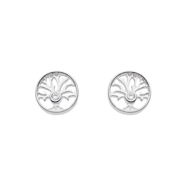 Dew Silver Tree of Life Stud Earrings