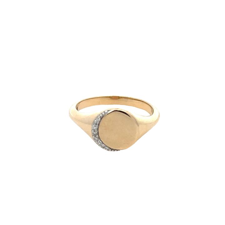 9ct Yellow Gold Ladies Diamond Set Signet Ring