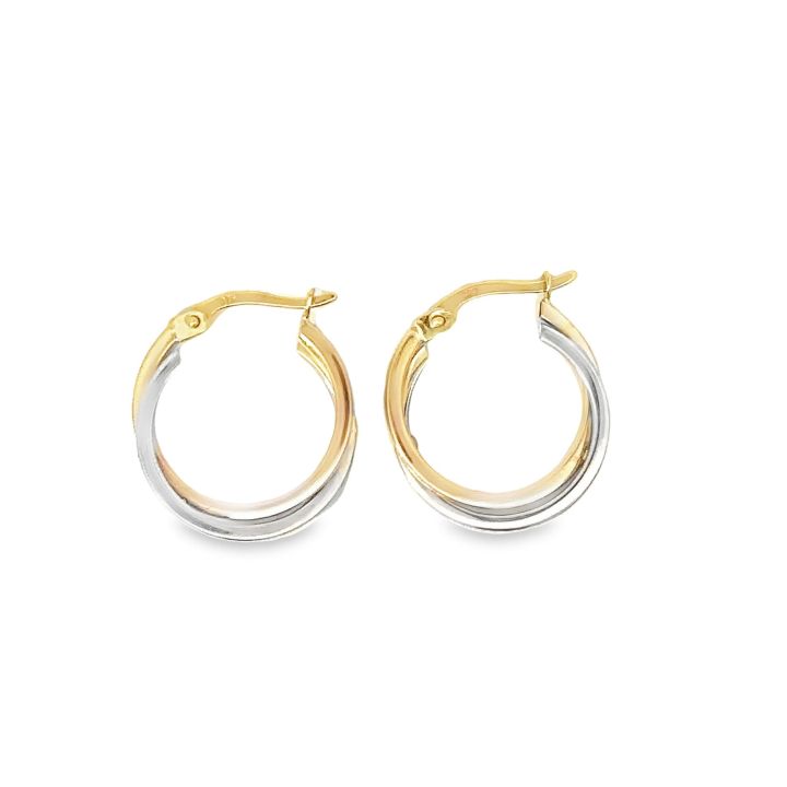 9ct Yellow & White Gold Hoop Earrings