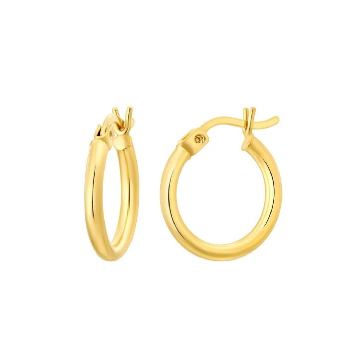 Mantra Gold Plated 15mm Tube Hoop Earrings