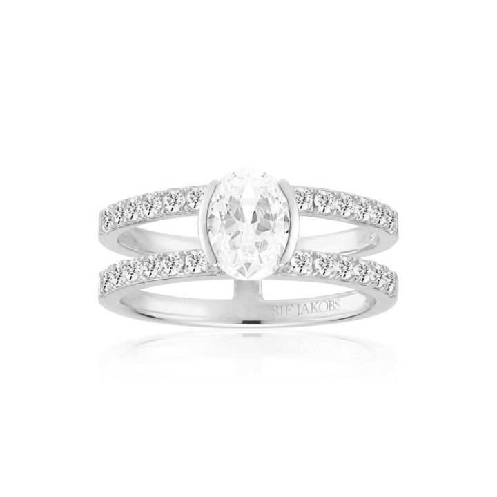 Sif Jakobs White Zirconia Ellisse Carezza Piccolo Ring