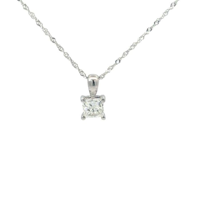 18ct White Gold 0.50ct Princess Cut Diamond Pendant