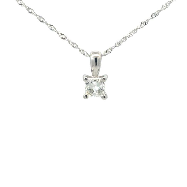 18ct White Gold 0.40ct Princess Cut Diamond Pendant