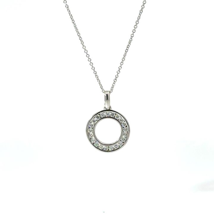 18ct White Gold Circle of Diamonds 0.26ct Pendant