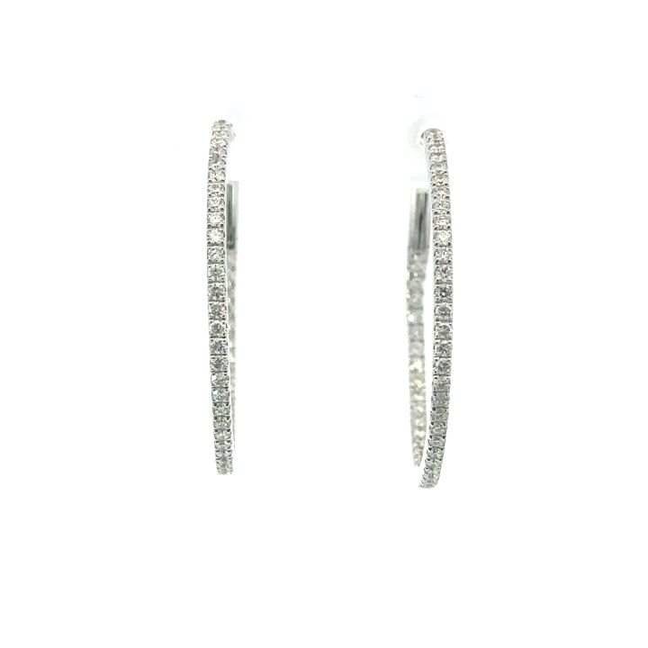 18ct White Gold 0.87ct Diamond Set Hoop Earrings