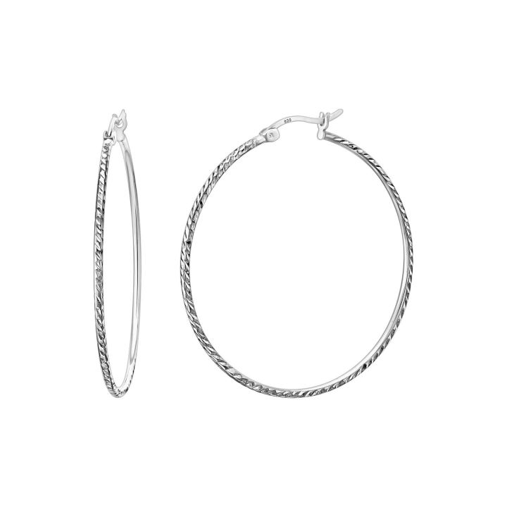 Mantra Silver 45mm Twist Hoop Earrings