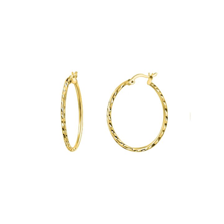 Mantra Gold Plated 15mm Twist Hoop Earrings
